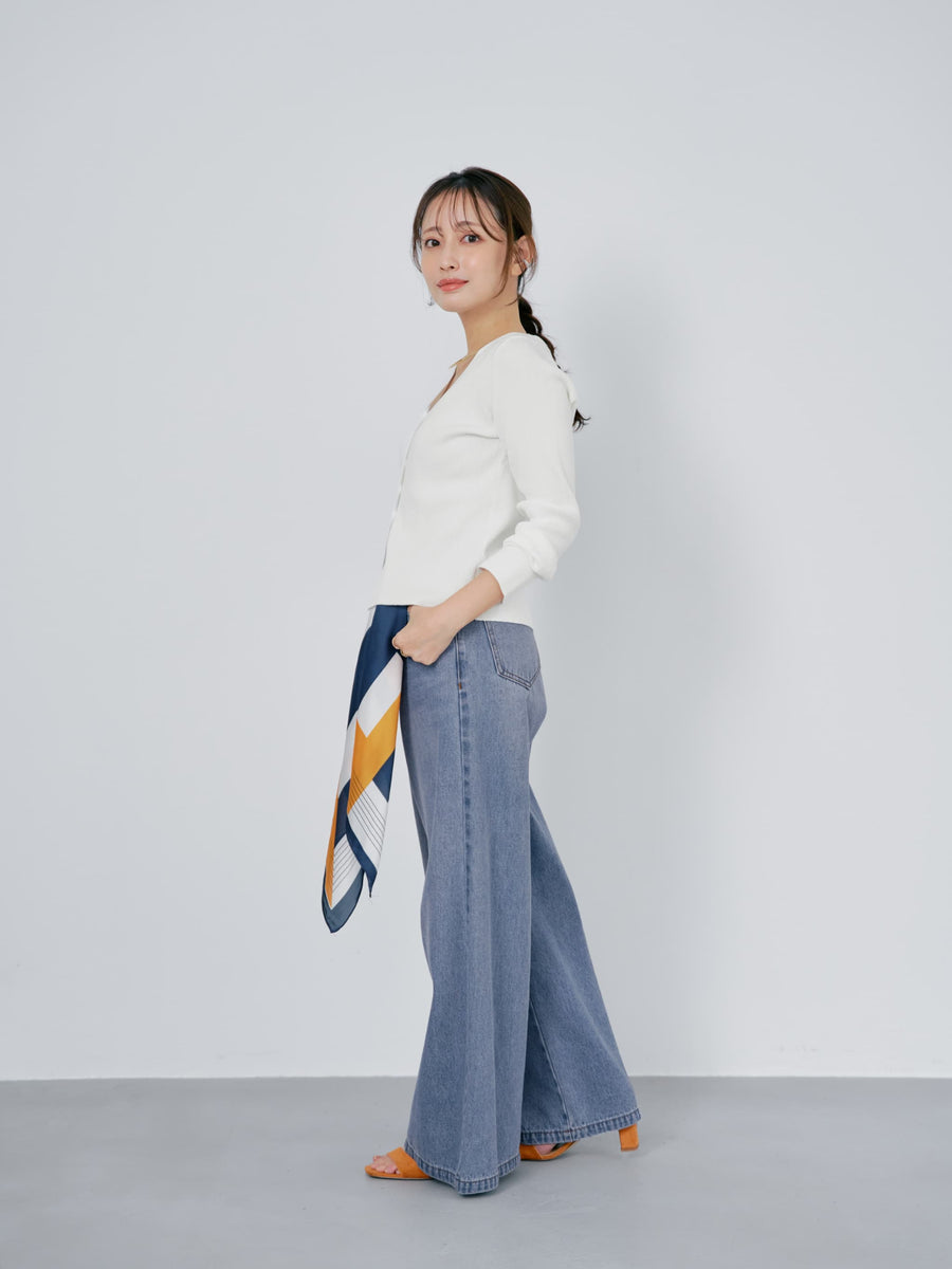 シルキーコットンゴールドボタンニットカーディガン　[通常]