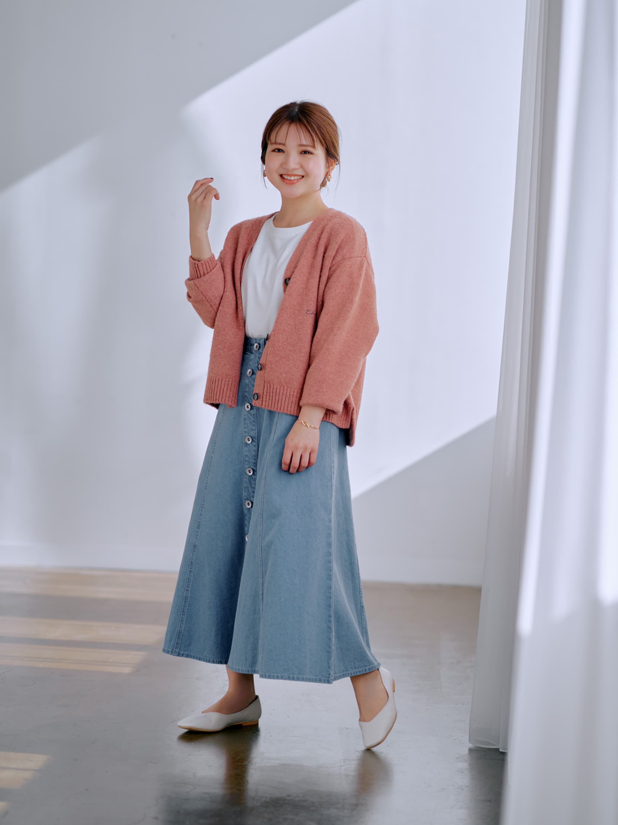 ボタンベルトIラインスカート-short & regular | 小柄・低身長女性向けファッション通販、コーディネート | COHINA STORE公式