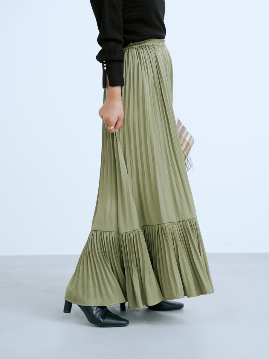 プリーツティアードヘムスカート-short & regular　[通常]