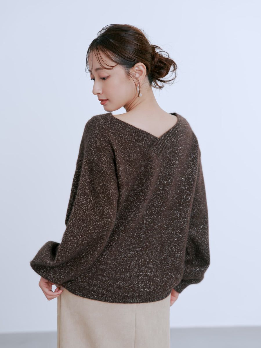 フォックスアンゴラ2wayネックニット　[通常]