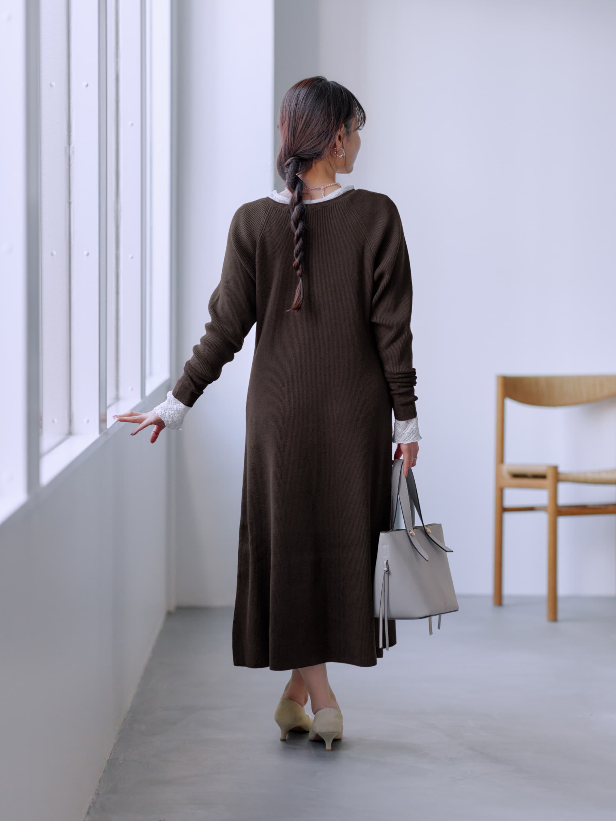 ラメシアースリーブニットワンピース-short & regular | 小柄・低身長