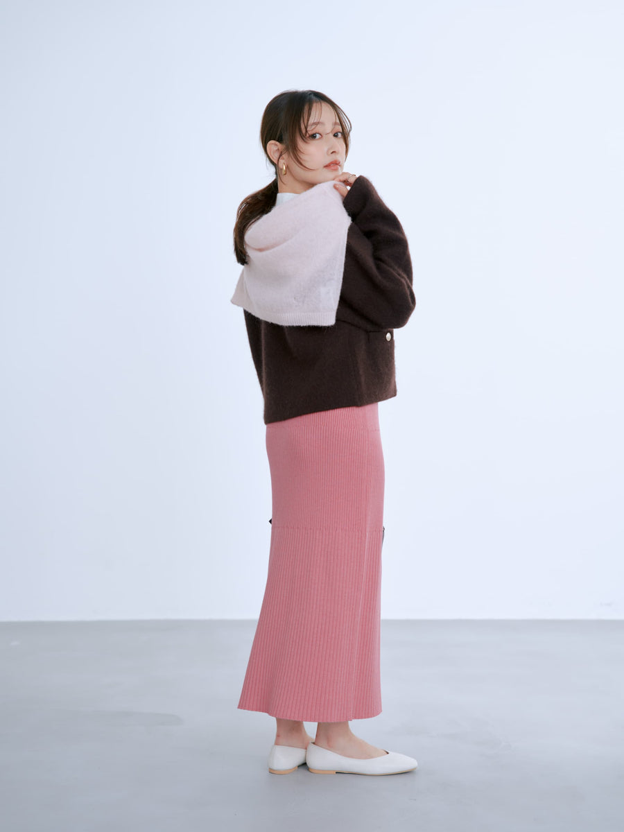 フォックスアンゴラダブルフェイスニットジャケット　[通常]