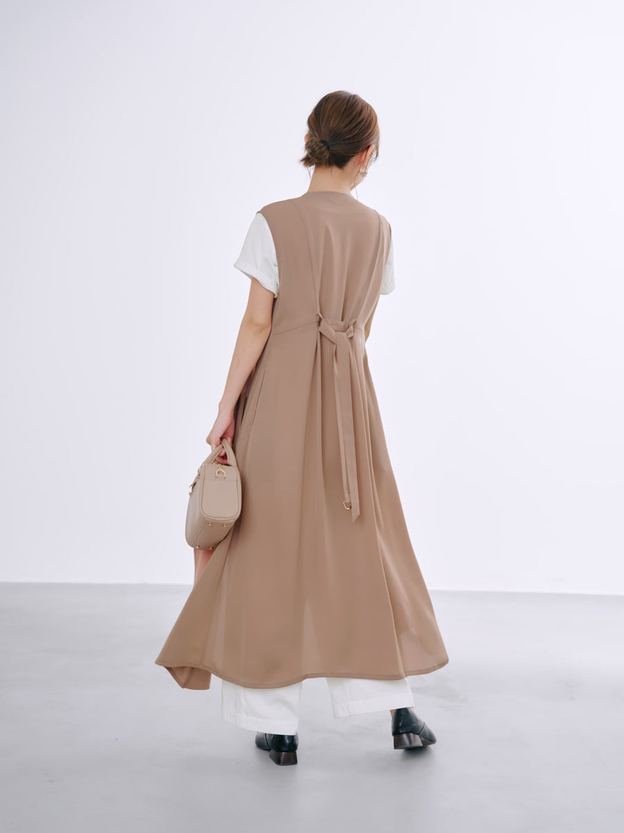 ラッフルとろみジレワンピース-short & regular　[通常]