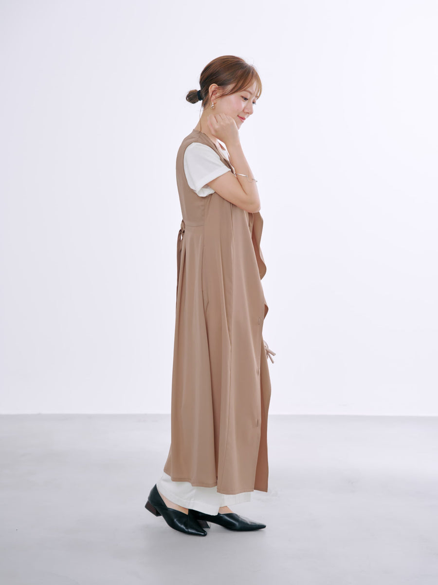 ラッフルとろみジレワンピース-short & regular　[通常]