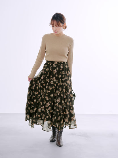 シルクウールゴールドボタンリブニット　[通常]