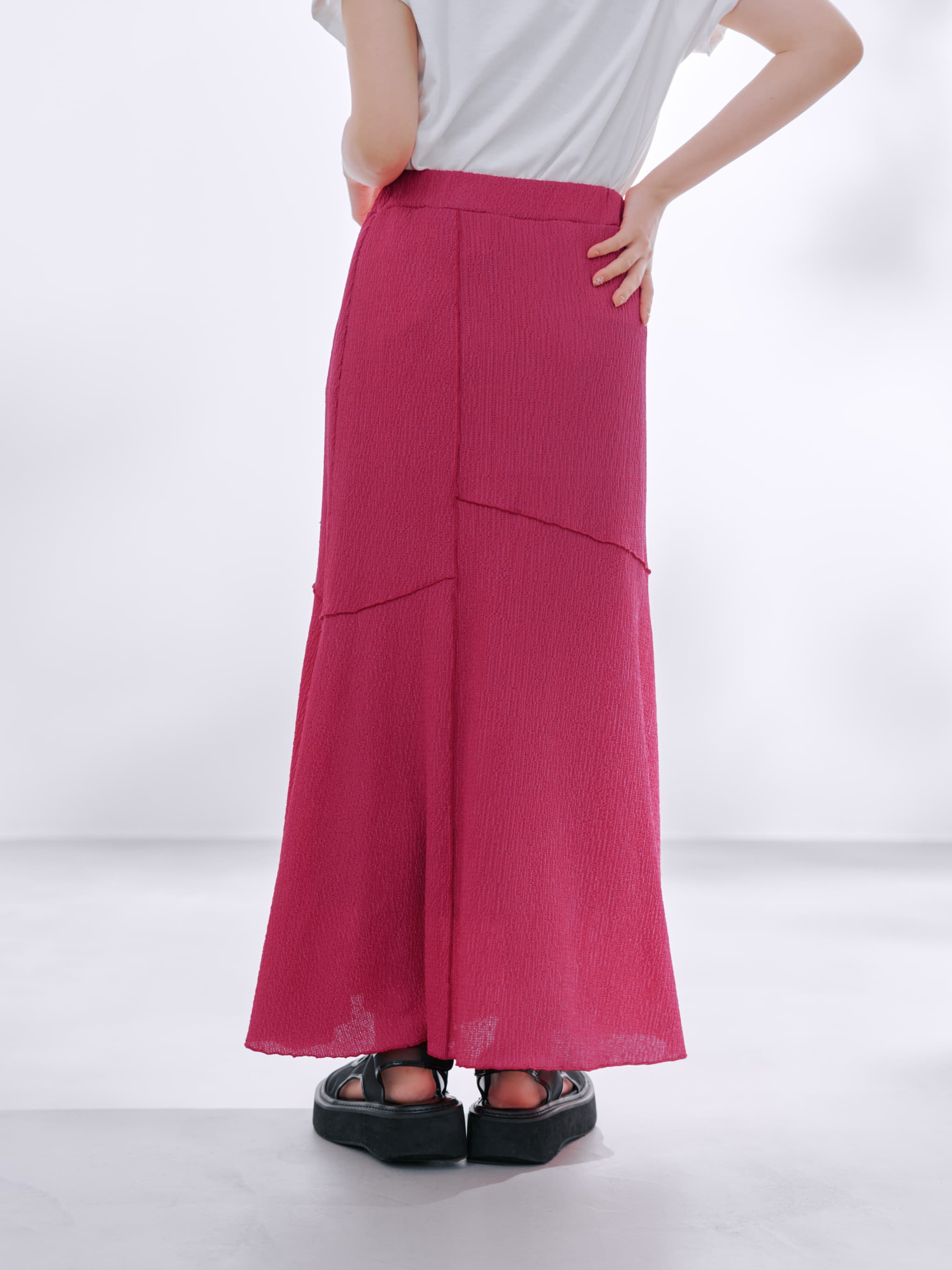 COHINA ワッシャーナローイージースカート regular ブラック ワッシャーナローイージースカート-short & regular | 小柄・低