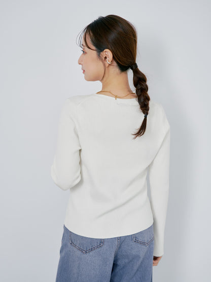 シルキーコットンゴールドボタンニットカーディガン　[通常]