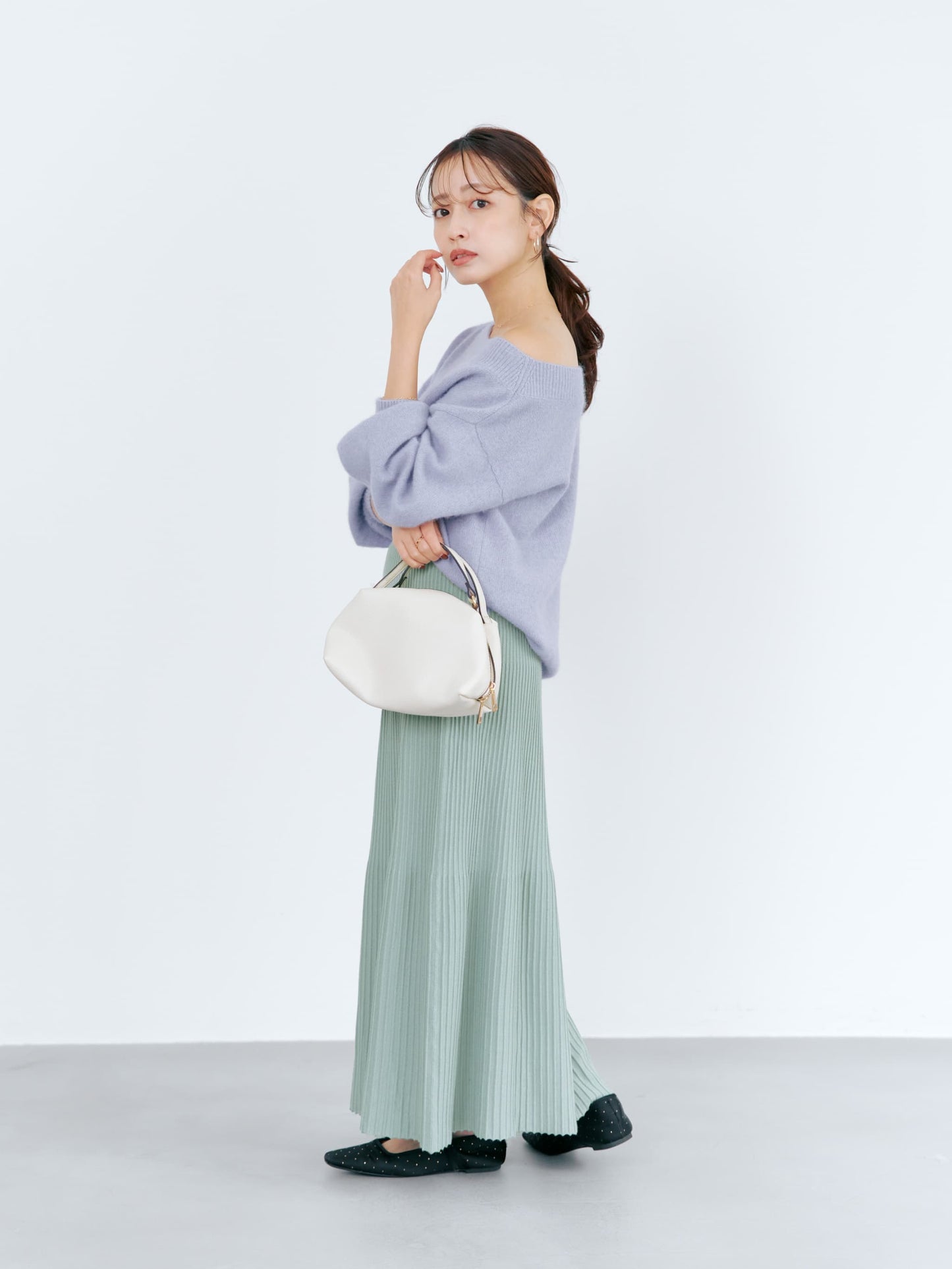 パネルリブマーメイドニットスカート-short & regular　[通常]