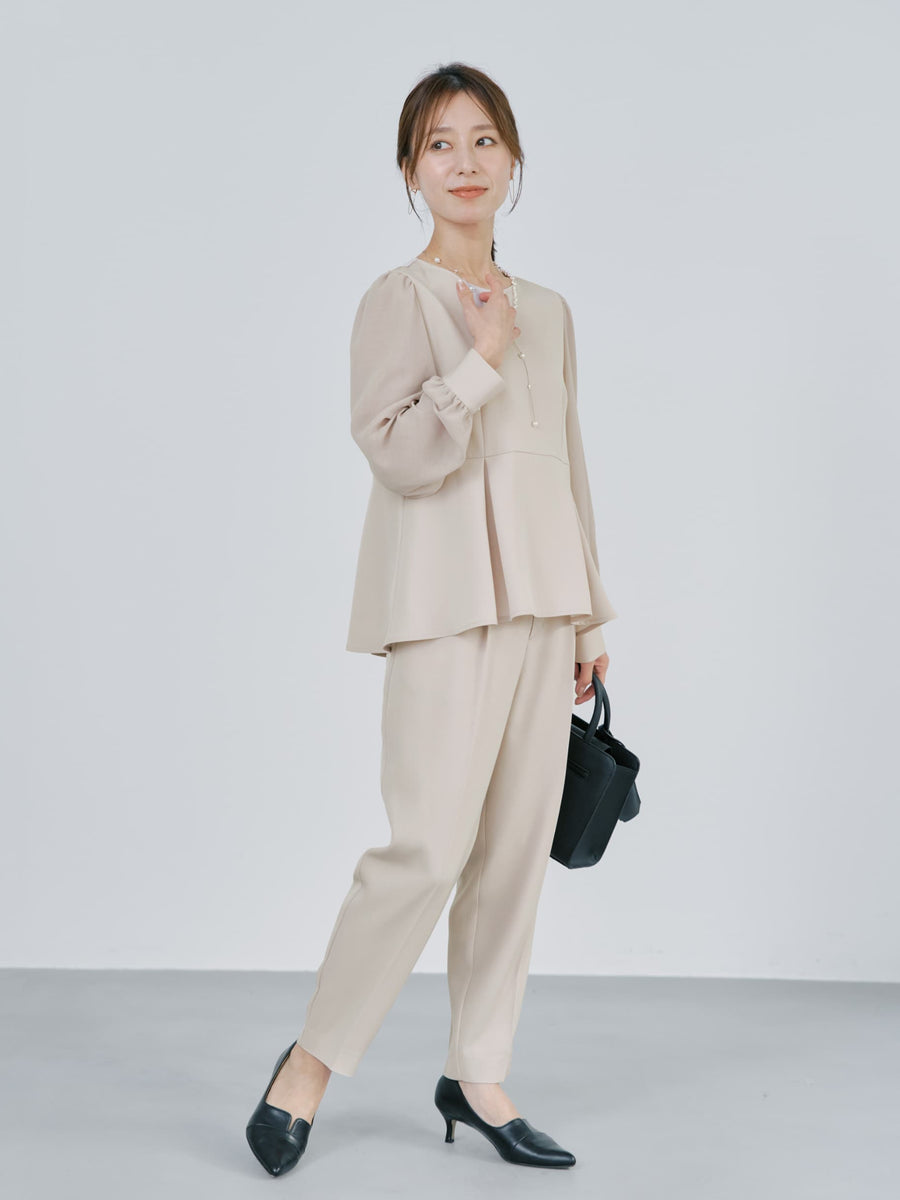 トリアセジョーゼットテーパードパンツ-short & regular　[通常]