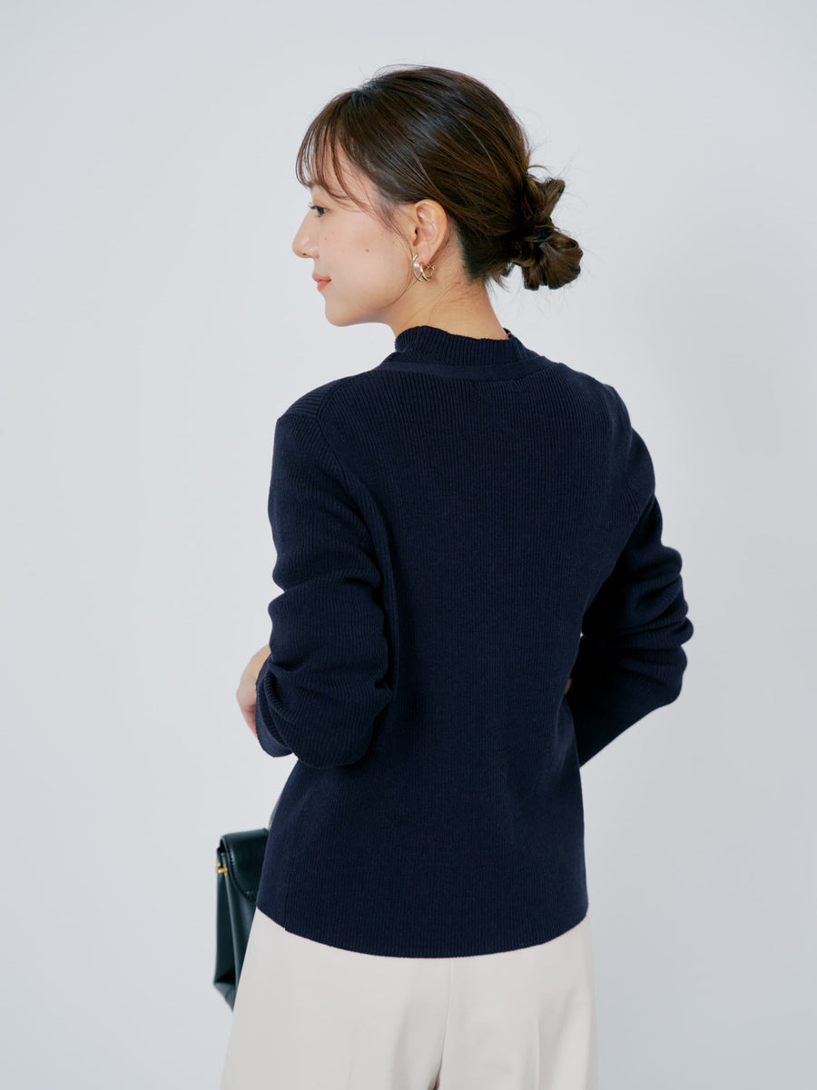 シルキーコットンゴールドボタンニットカーディガン　[通常]