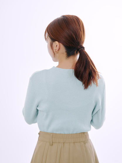 シルクウールゴールドボタンリブニット　[通常]