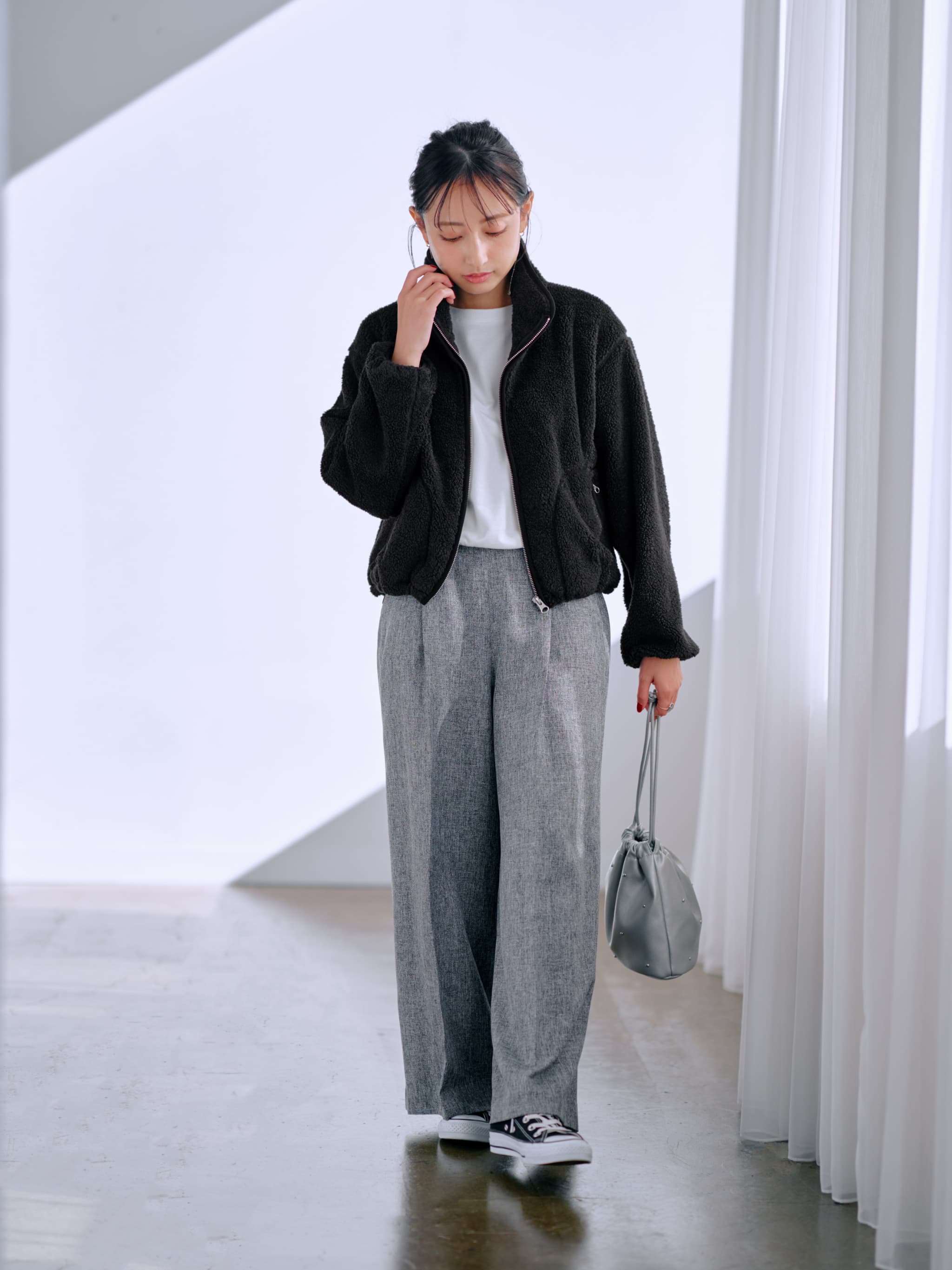 ジップアップボアパーカー | 小柄・低身長女性向けファッション通販