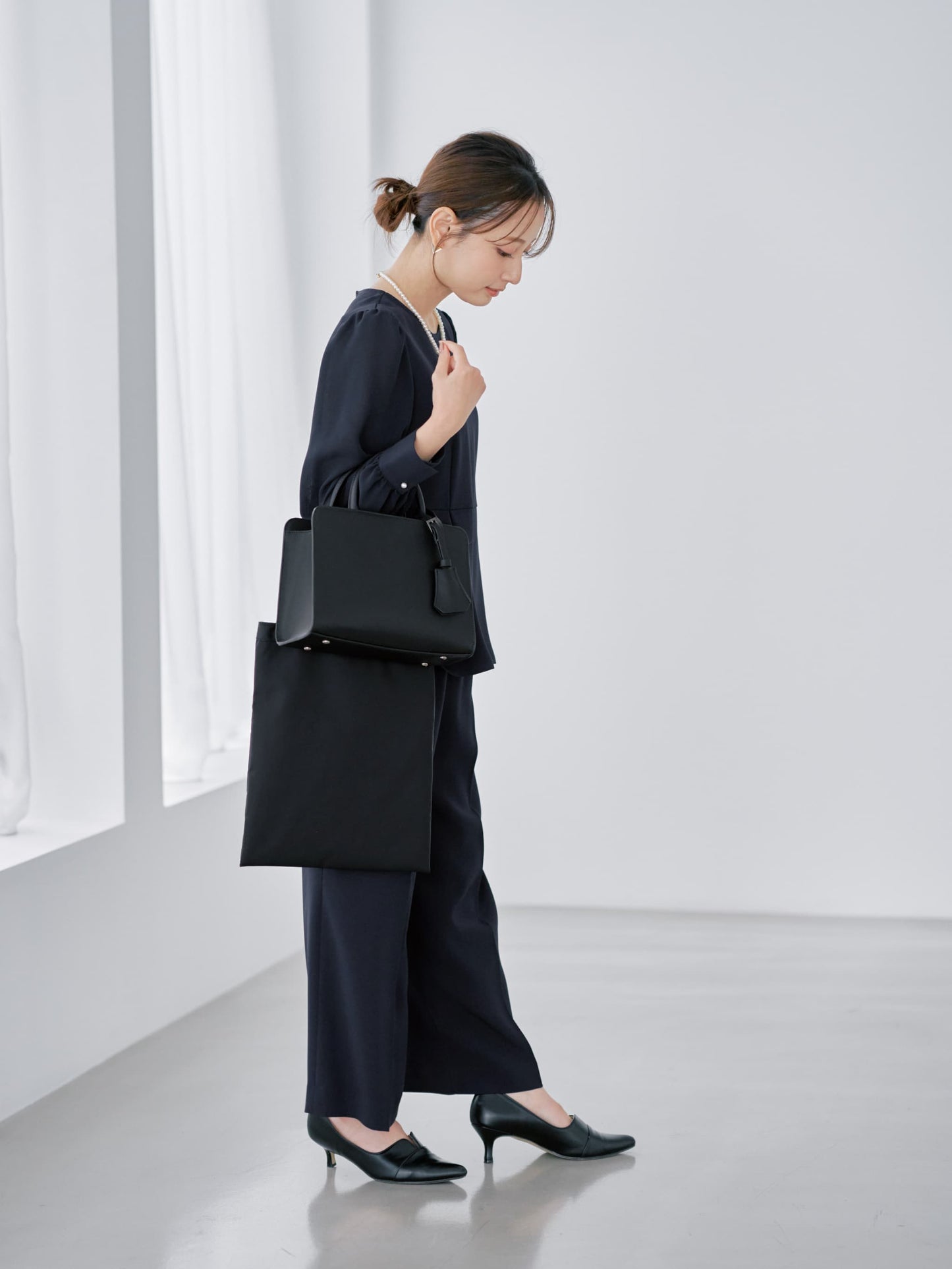 トリアセジョーゼットペプラムブラウス　[通常]