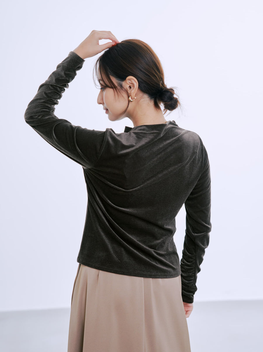 ＜sweetweb掲載＞シアーベロアギャザースリーブトップス　[通常]