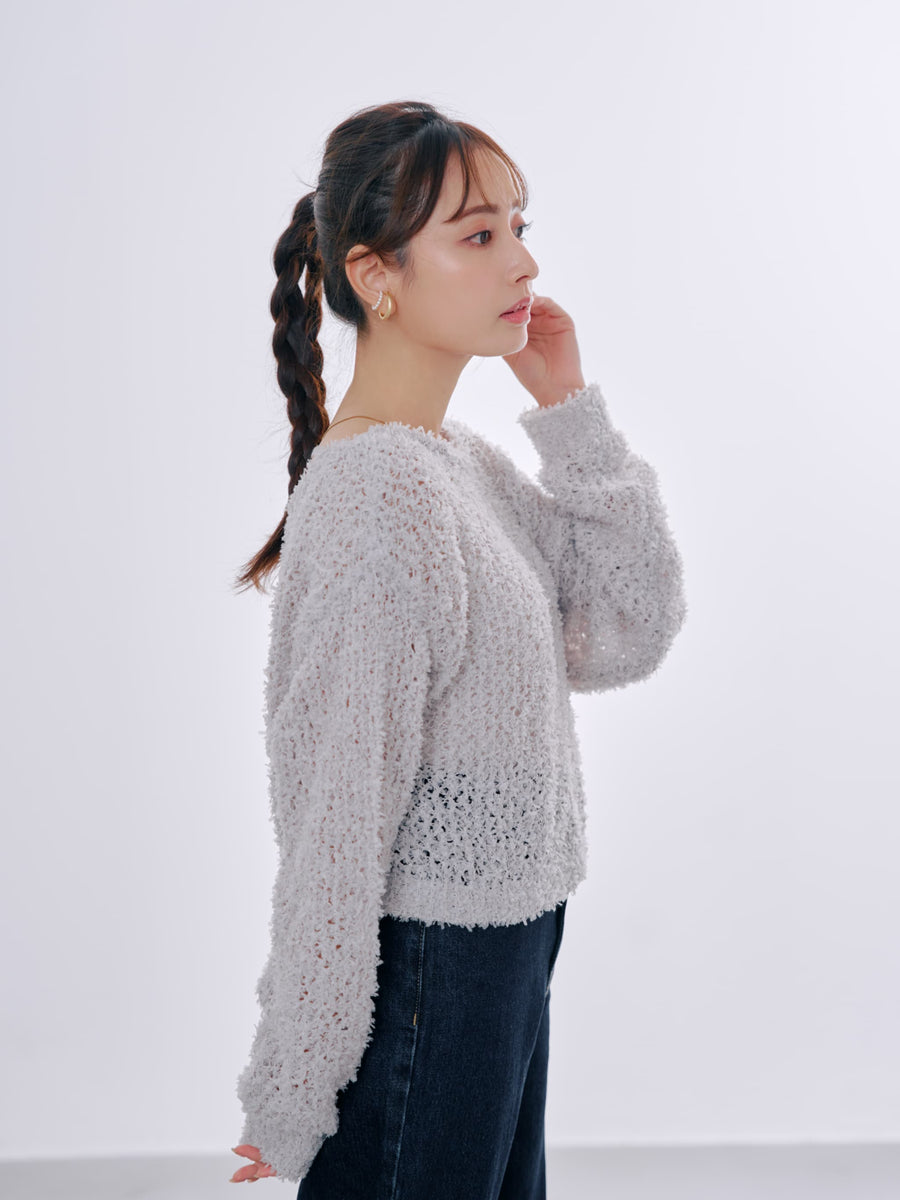 リボンヤーンメッシュニット×キャミワンピースセット　[通常]