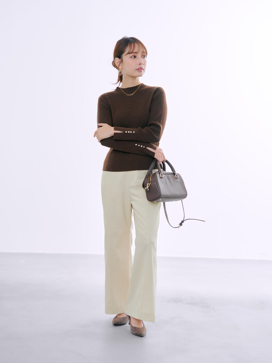 シルクウールゴールドボタンリブニット　[通常]