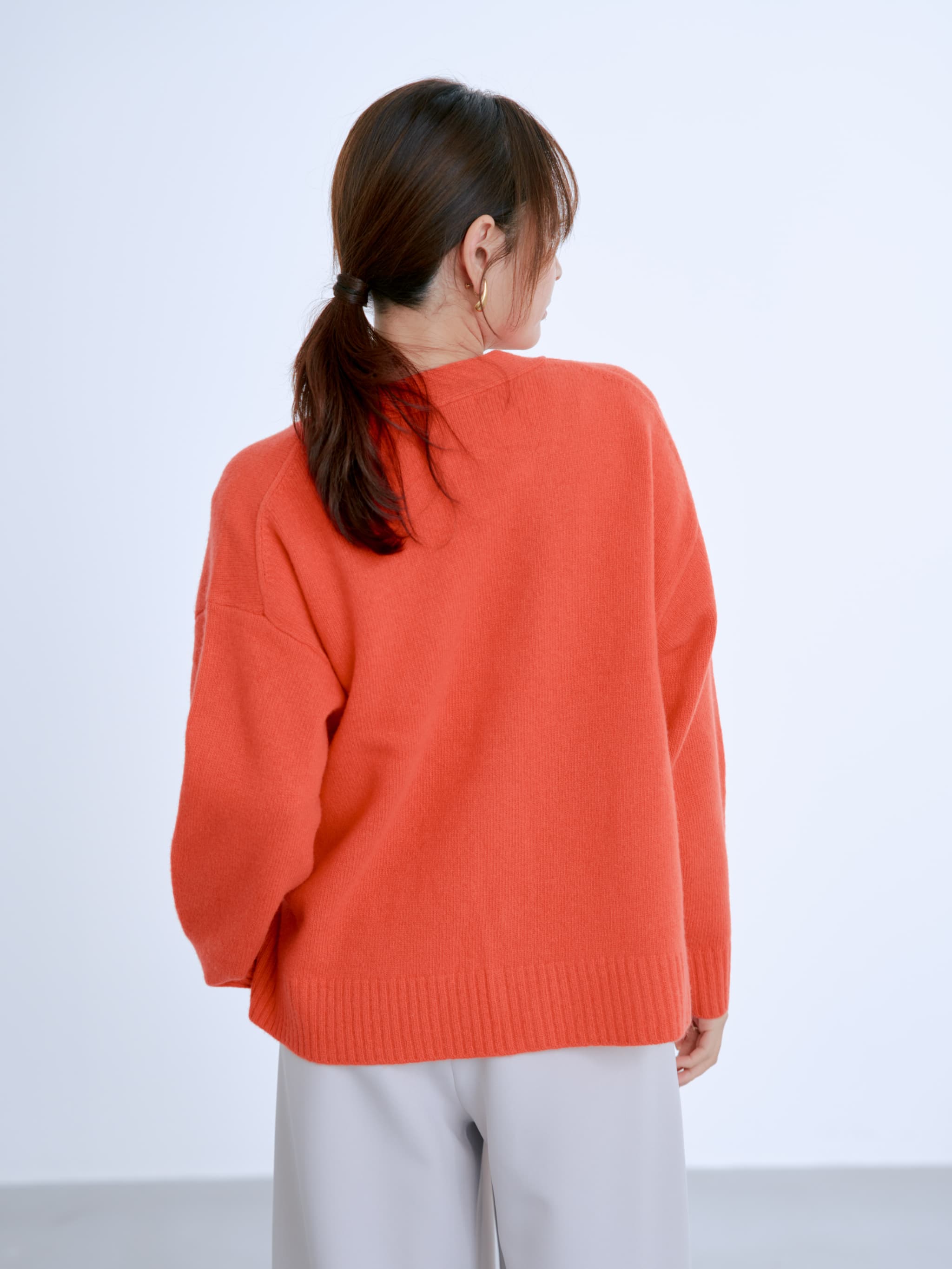 ウールカシミヤVネックロングカーディガン | 小柄・低身長女性向け