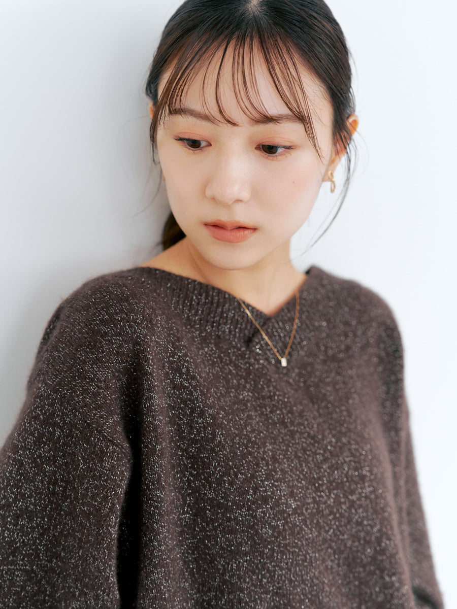 フォックスアンゴラ2wayネックニット　[通常]