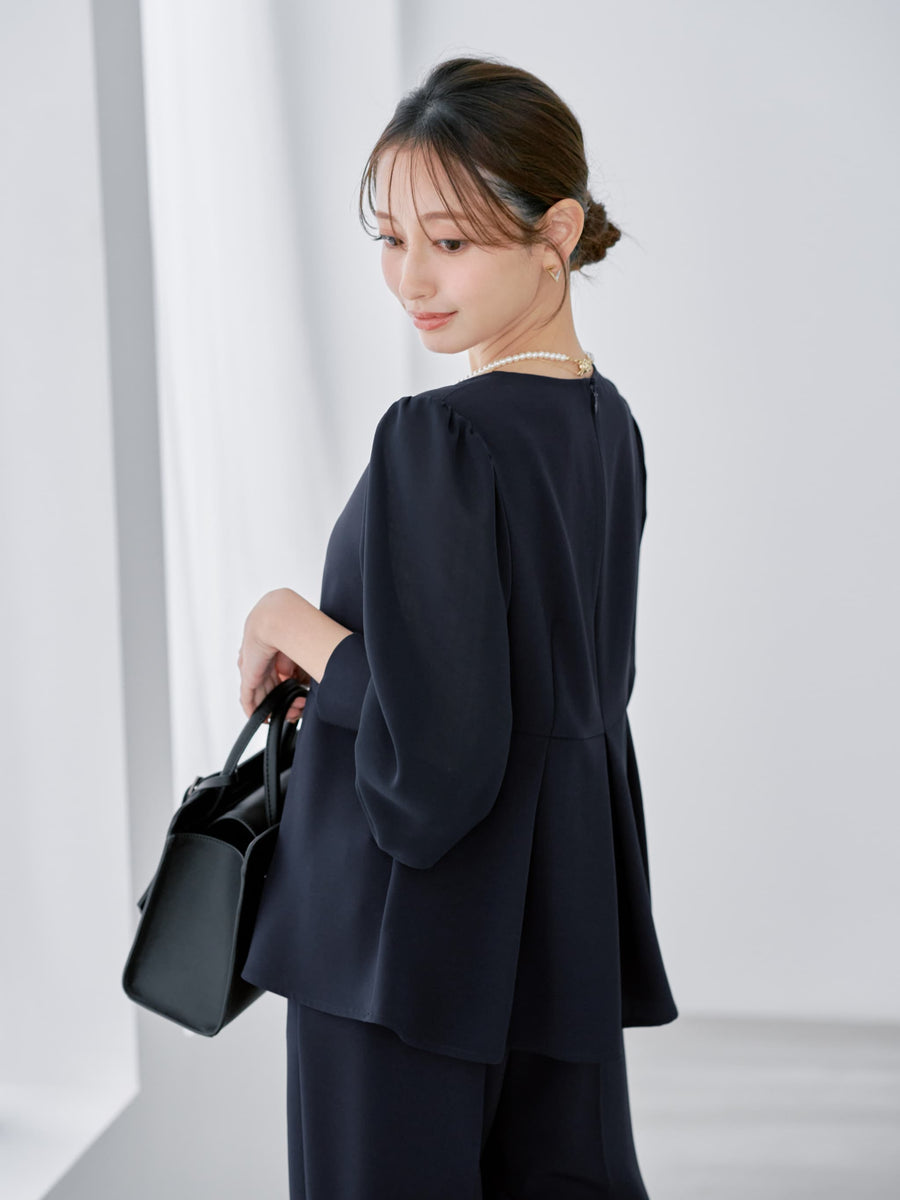 トリアセジョーゼットペプラムブラウス　[通常]