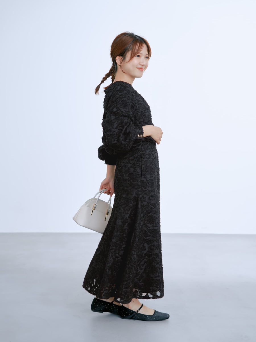 カットジャカードタックデザインブラウス　[通常]