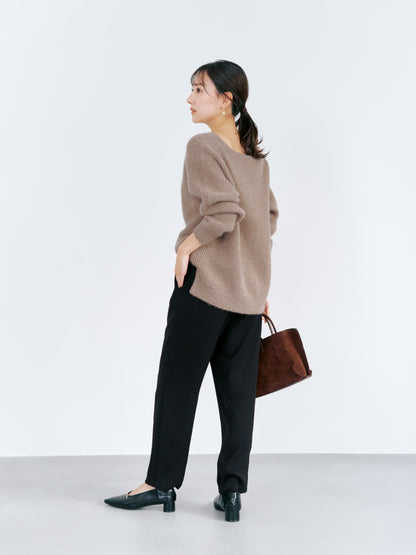 フォックスアンゴラVネックパターン柄ニット　[通常]