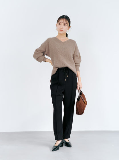 フォックスアンゴラVネックパターン柄ニット　[通常]