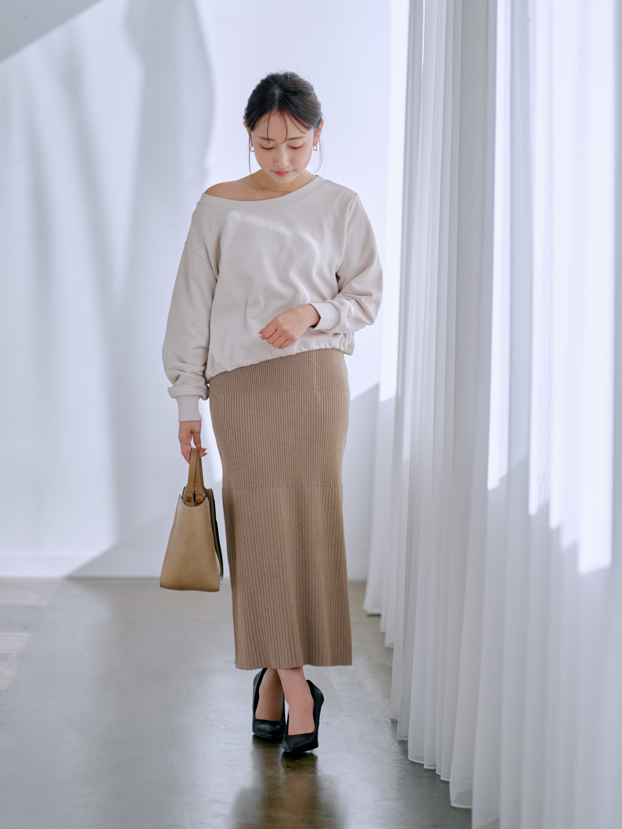 ボートネックドロストスウェット | 小柄・低身長女性向けファッション