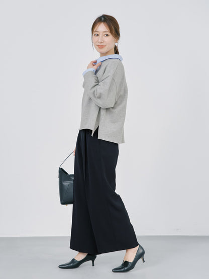 トリアセジョーゼットストレートパンツ-short & regular　[通常]