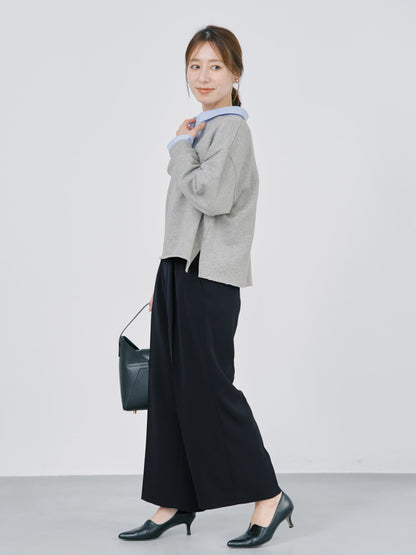 裏毛スキッパーネックトップス　[通常]