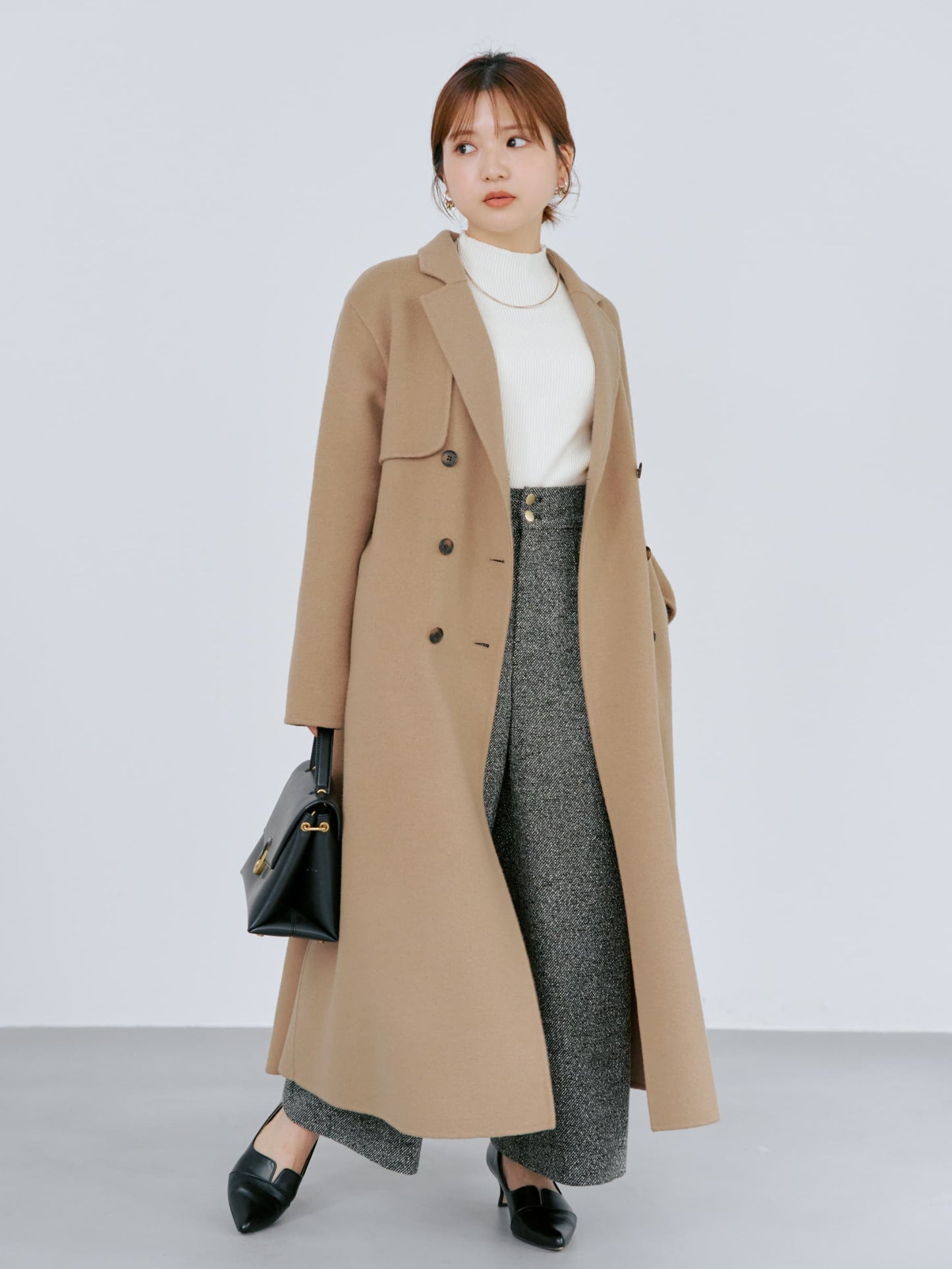 ゴールドボタンツイードワイドパンツ-short & regular　[通常]