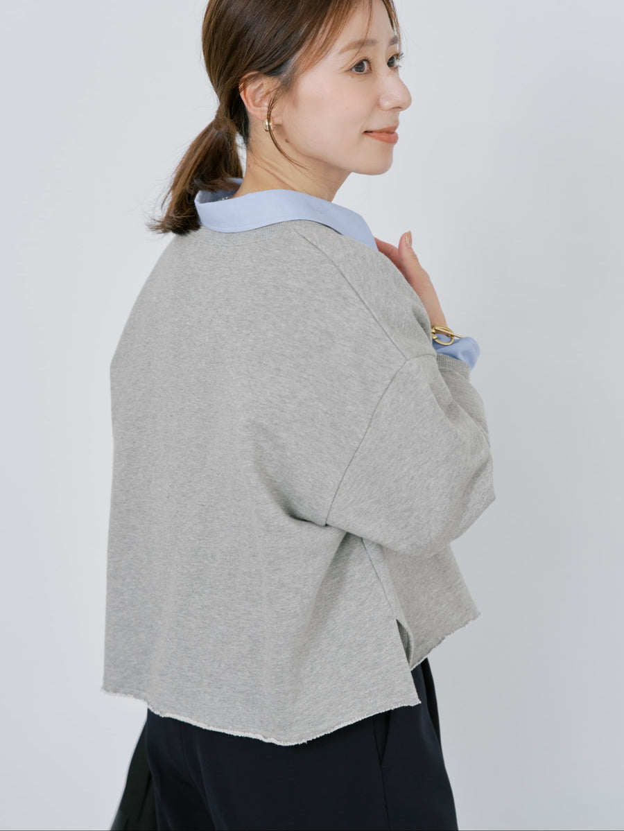 裏毛スキッパーネックトップス　[通常]