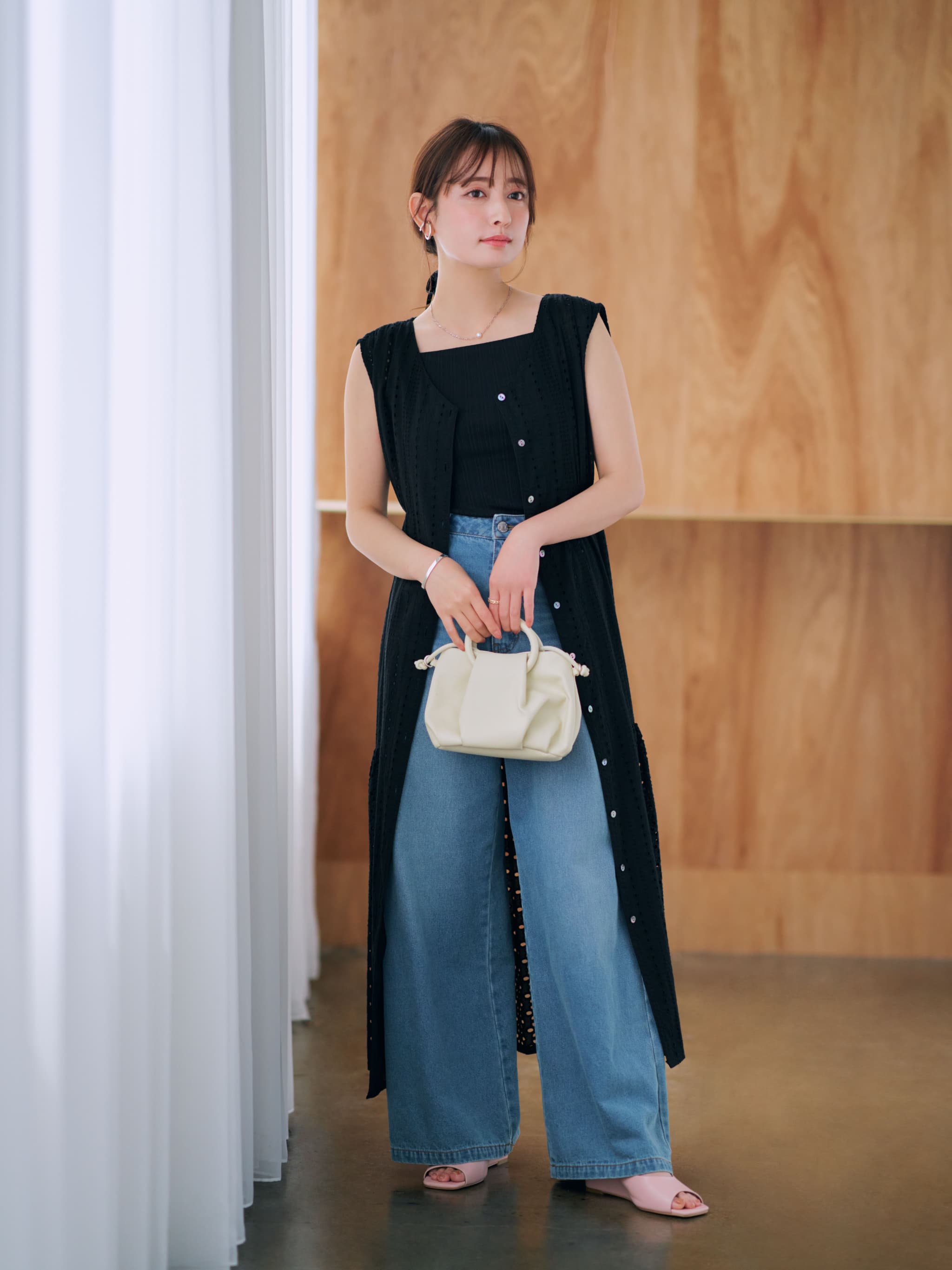 COHINA DENIM フレアワイド-short & regular | 小柄・低身長女性向けファッション通販、コーディネート | COHINA  STORE公式