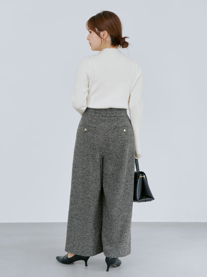 ゴールドボタンツイードワイドパンツ-short & regular　[通常]