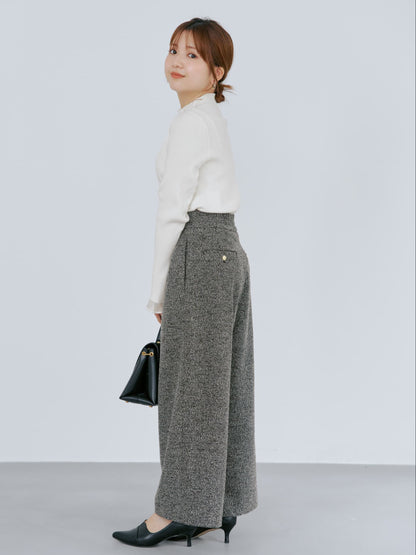 ゴールドボタンツイードワイドパンツ-short & regular　[通常]