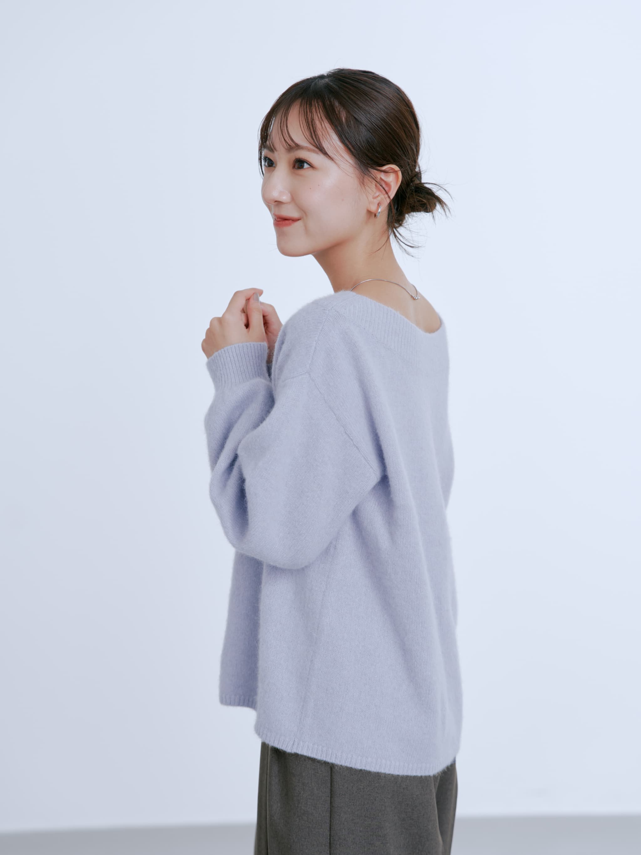 フォックスアンゴラ2wayネックニット | 小柄・低身長女性向け