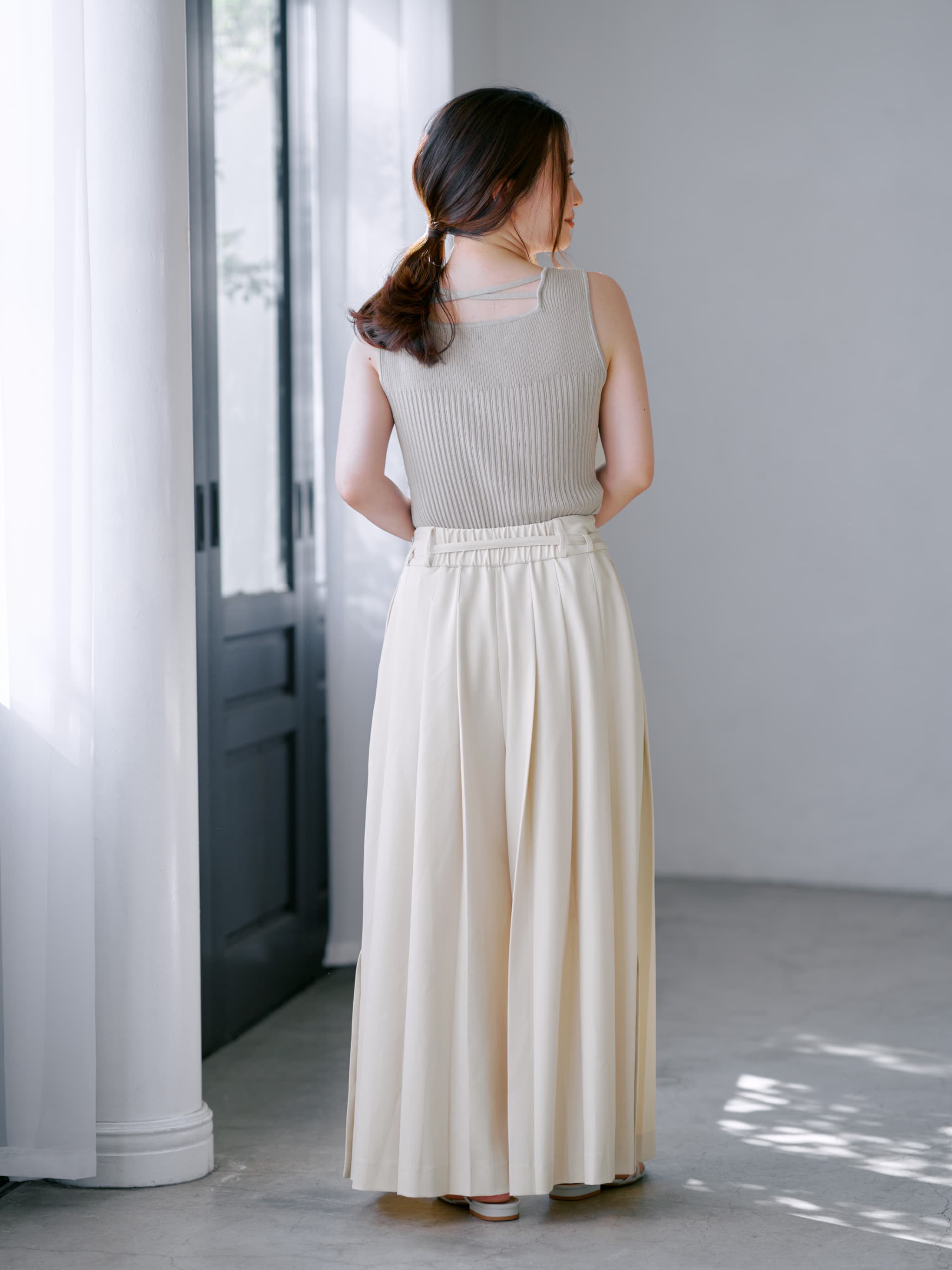 サイドベンツタックワイドパンツ-short & regular | 小柄・低身長女性