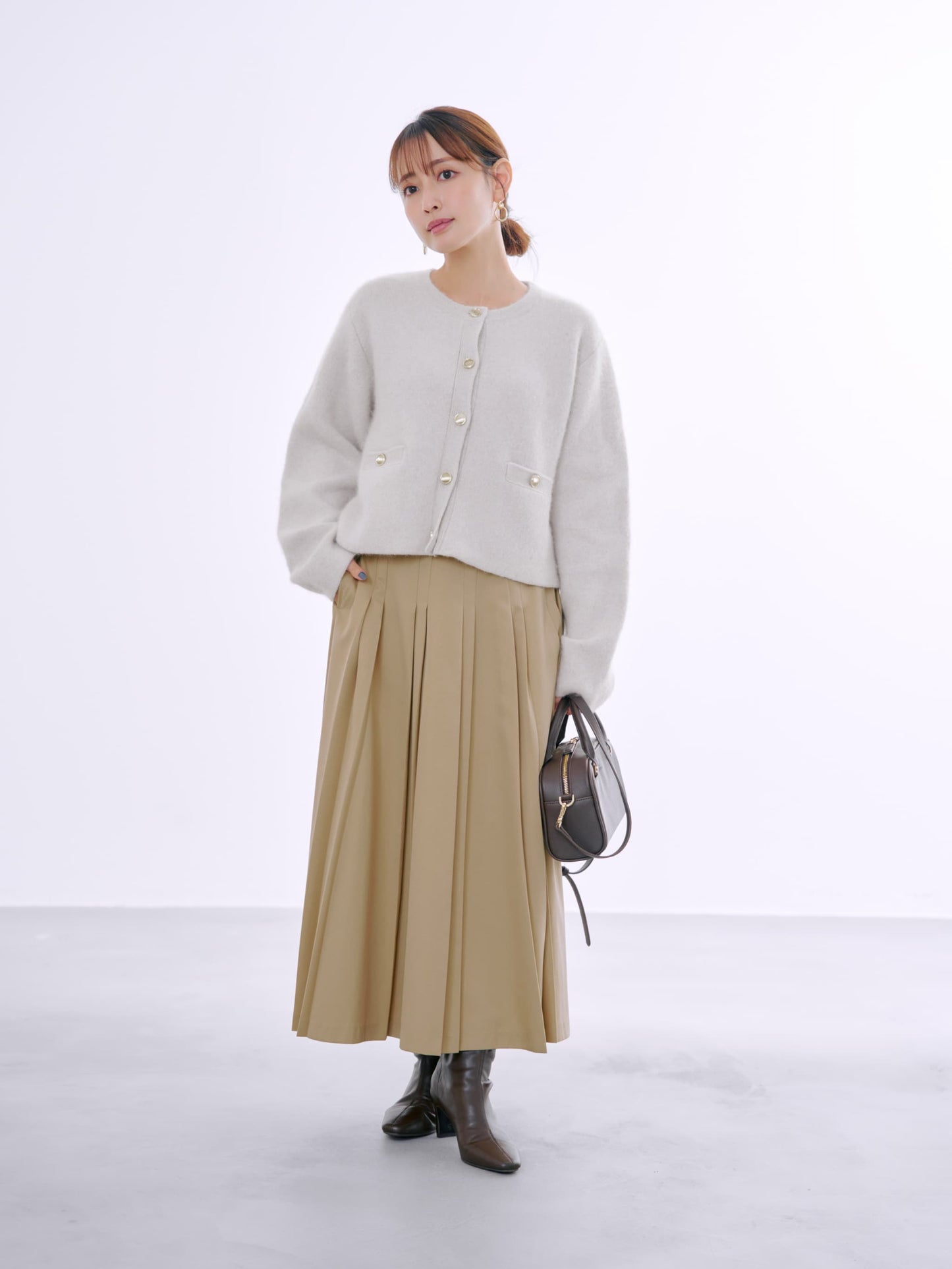 フォックスアンゴラダブルフェイスニットジャケット　[通常]