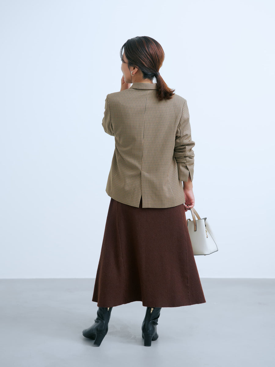 パターンリブフレアニットワンピース-short & regular　[通常]