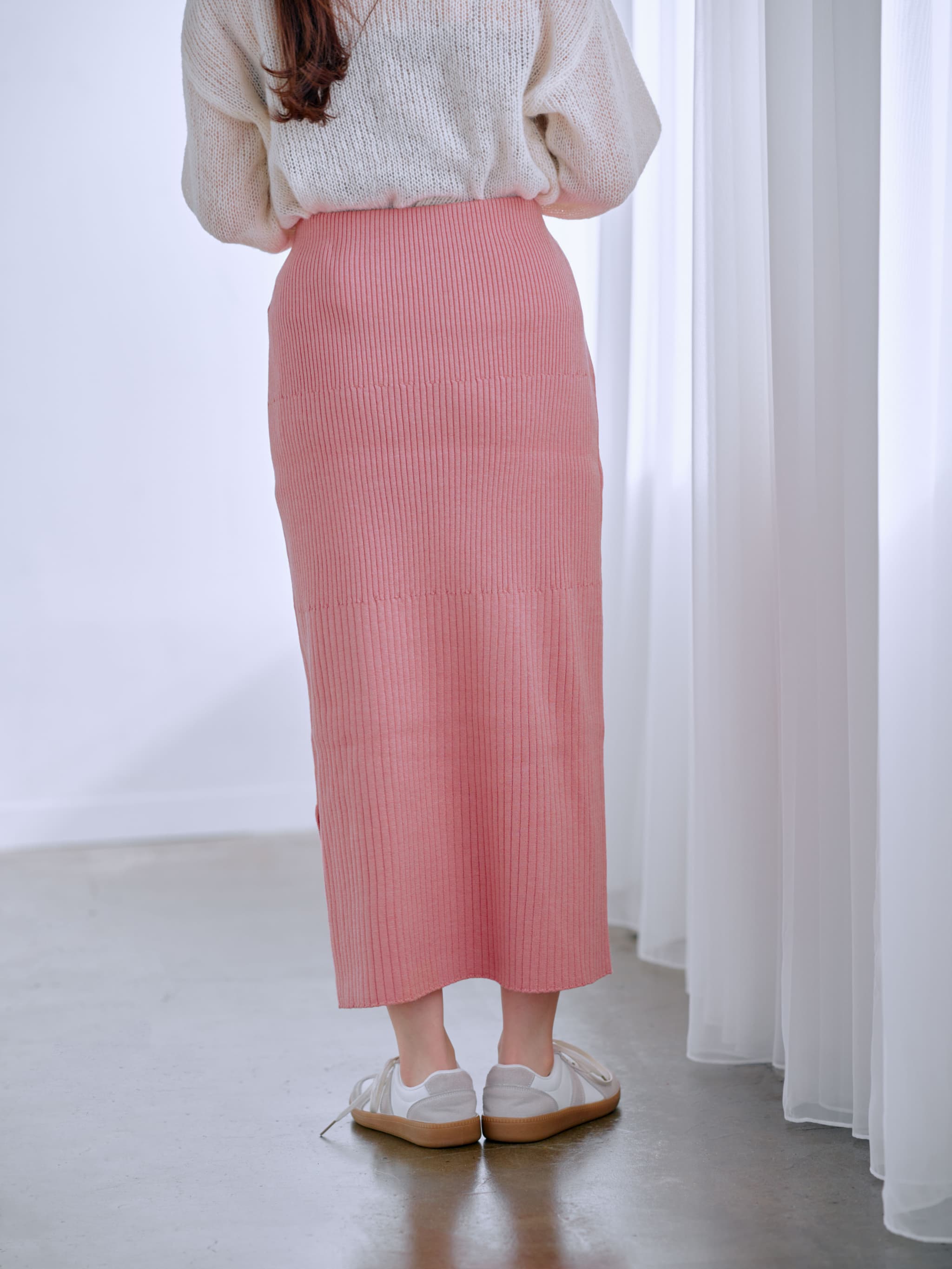 ウォッシャブルパターンリブIラインスカート-short & regular | 小柄