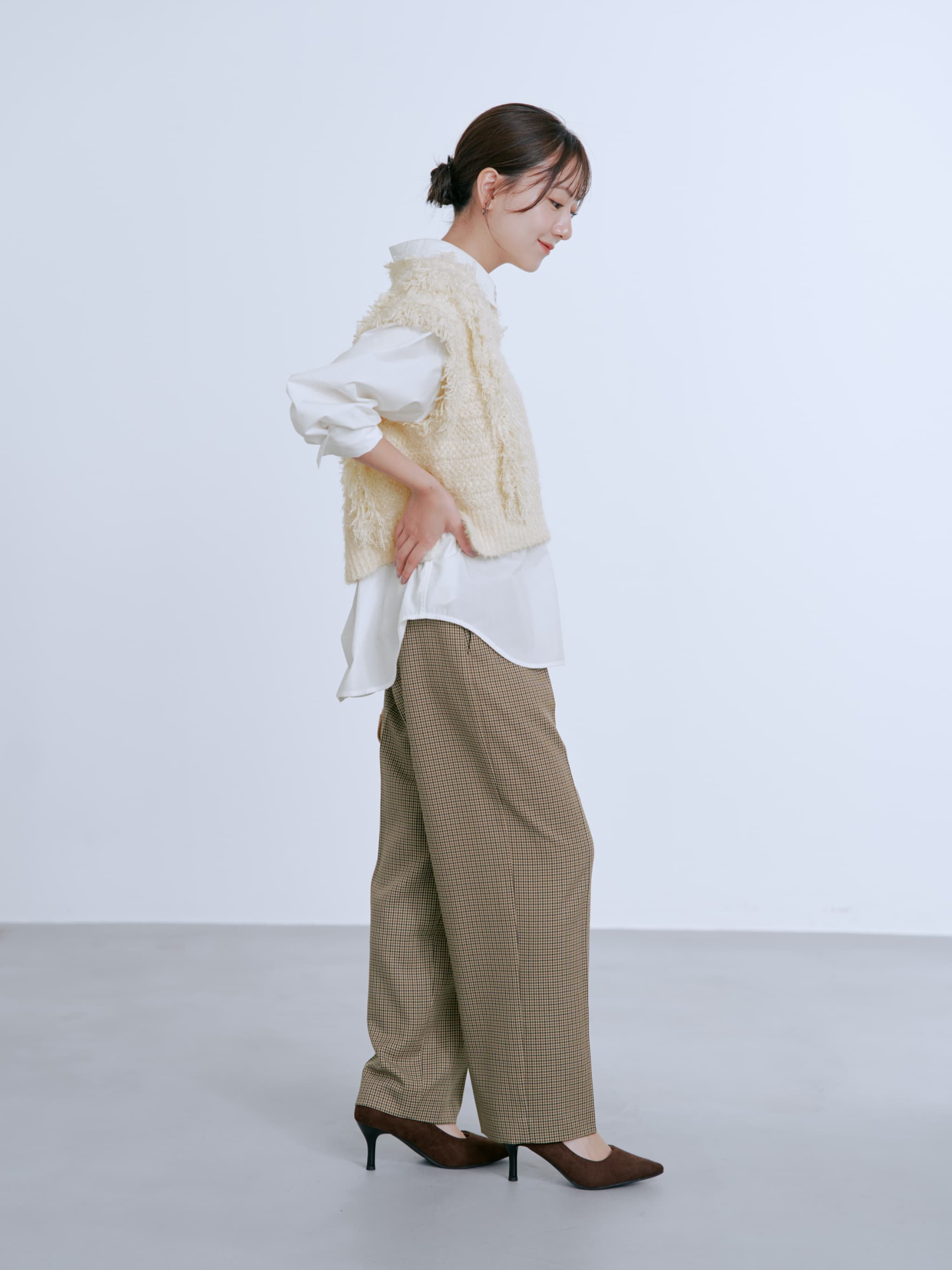 ラメミックスフリンジベスト | 小柄・低身長女性向け