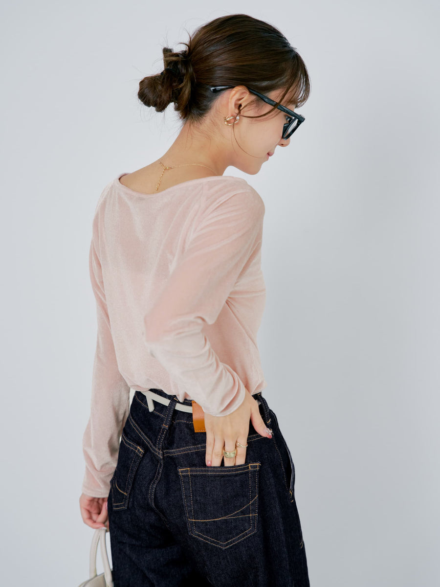 シアーベロアボートネックトップス　[通常]