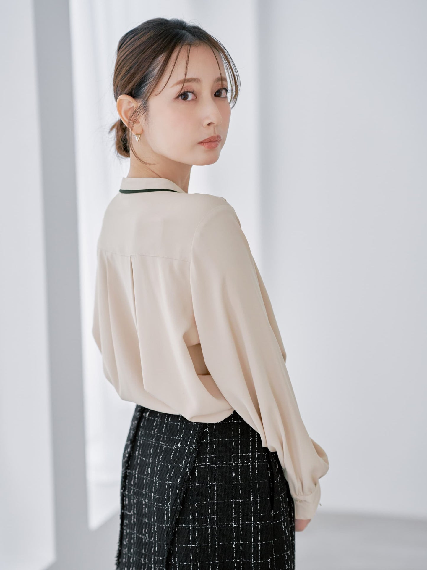 バイカラーリボンブラウス　[通常]