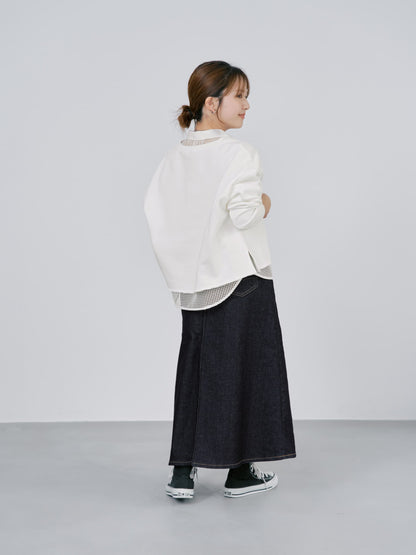 【SOMETHINGコラボ】バックタックデニムスカート-short & regular　[通常]