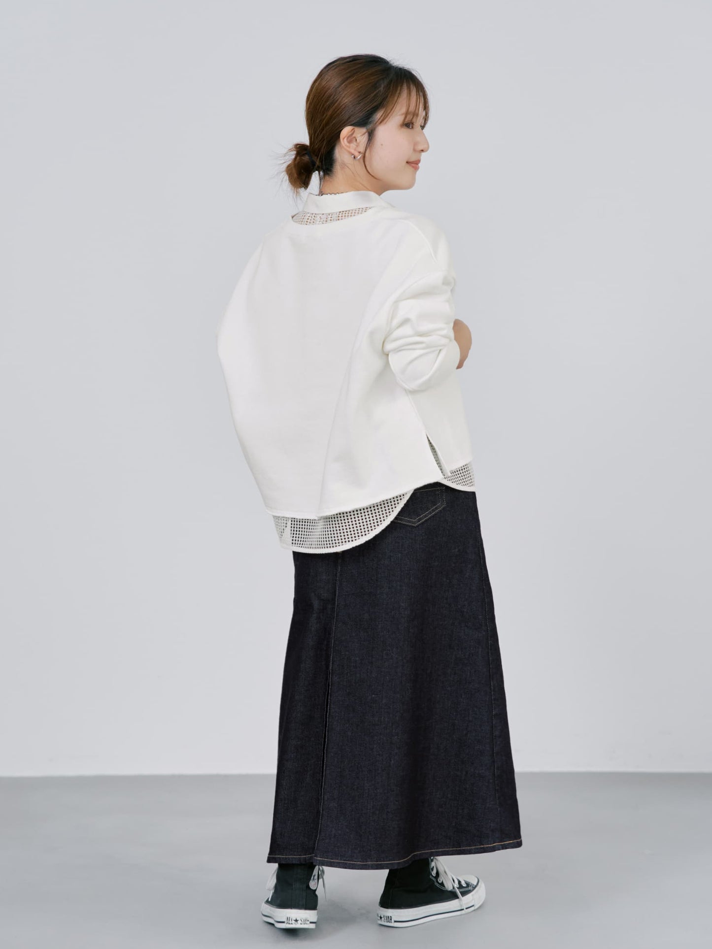 裏毛スキッパーネックトップス　[通常]