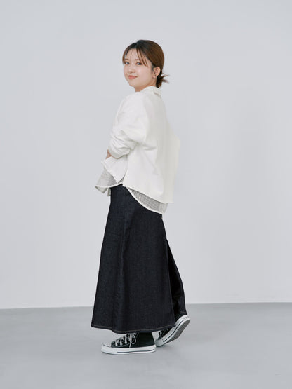 【SOMETHINGコラボ】バックタックデニムスカート-short & regular　[通常]