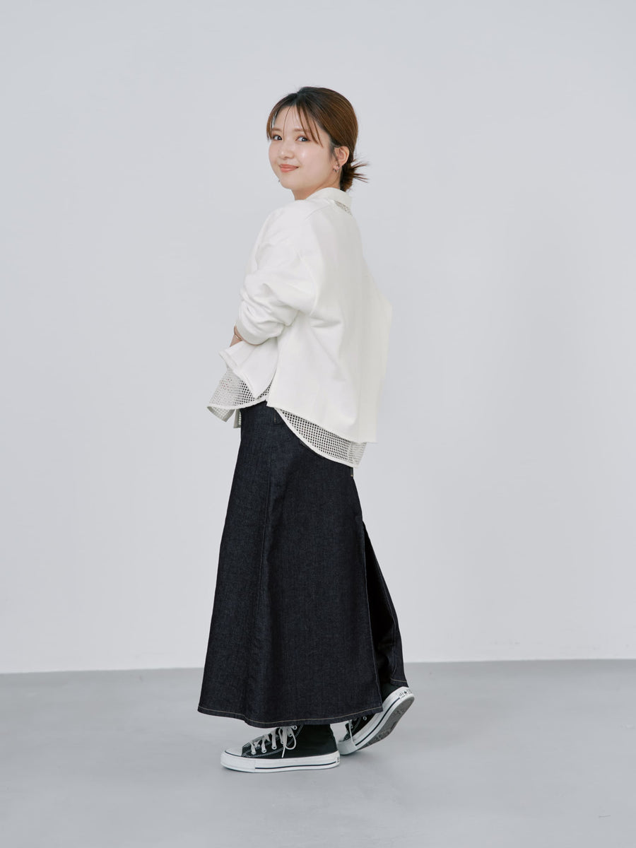 【SOMETHINGコラボ】バックタックデニムスカート-short & regular　[通常]