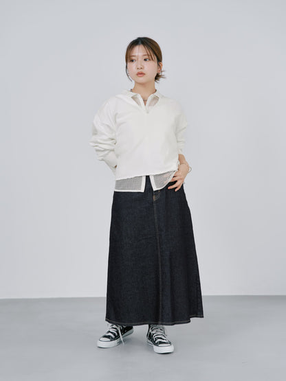 【SOMETHINGコラボ】バックタックデニムスカート-short & regular　[通常]