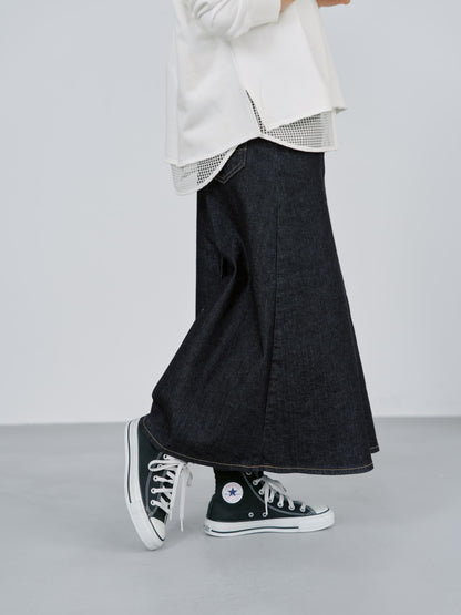 【SOMETHINGコラボ】バックタックデニムスカート-short & regular　[通常]