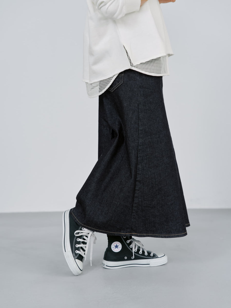 【SOMETHINGコラボ】バックタックデニムスカート-short & regular　[通常]