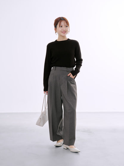 シルクウールゴールドボタンリブニット　[通常]